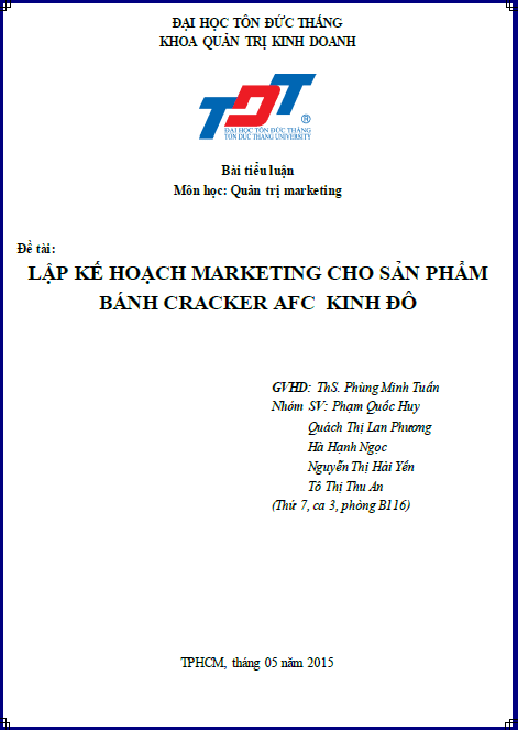 lap ke hoach marketing cho san pham banh cracker afc kinh do