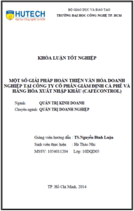 mot so giai phap hoan thien van hoa doanh nghiep tai cong ty co phan giam dinh ca phe va hang hoa xuat nhap khau cafecontrol