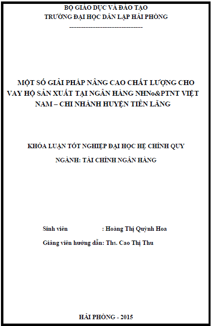mot so giai phap nang cao chat luong cho vay ho san xuat tai ngan hang nong nghiep va phat trien nong thon viet nam chi nhanh huyen tien lang