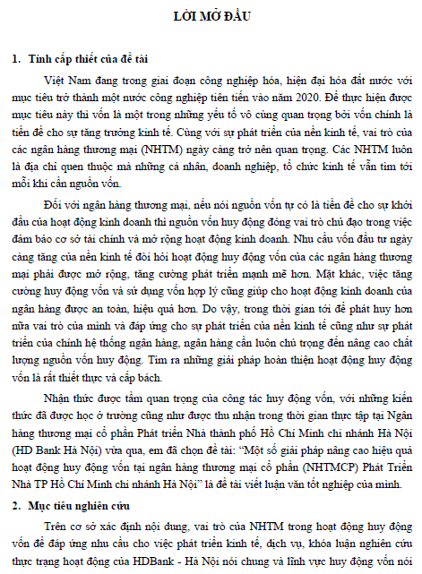 Một số giải pháp nâng cao hiệu quả huy động vốn tại Ngân hàng Thương mại Cổ phần Phát triển nhà thành phố Hồ Chí Minh 1 mot so giai phap nang cao hieu qua huy dong von tai ngan hang thuong mai co phan phat trien nha thanh pho ho chi minh