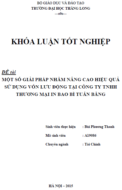 mot so giai phap nang cao hieu qua su dung von luu dong tai cong ty tnhh thuong mai in bao bi tuan bang