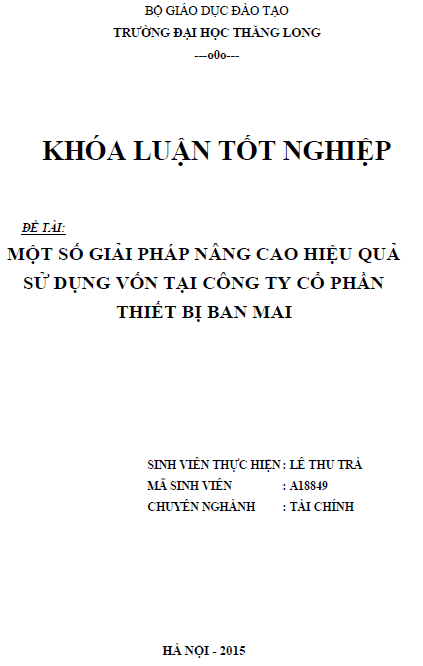mot so giai phap nang cao hieu qua su dung von tai cong ty co phan thiet bi ban mai