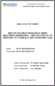 mot so giai phap nham hoan thien hoat dong marketing mix tai cong ty co phan dau tu va dich vu dat xanh mien nam