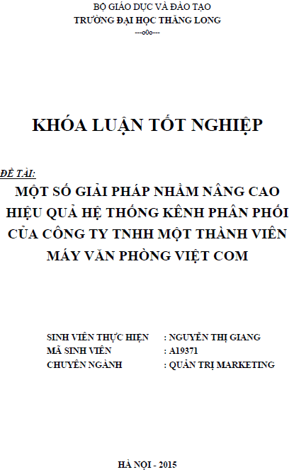 mot so giai phap nham nang cao hieu qua he thong kenh phan phoi cua cong ty tnhh mot thanh vien may van phong viet com