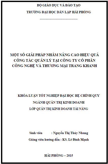 mot so giai phap nham nang cao hieu qua quan ly tai cong ty co phan cong nghe va thuong mai trang khanh