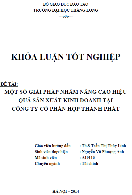 mot so giai phap nham nang cao hieu qua san xuat kinh doanh tai cong ty co phan hop thanh phat