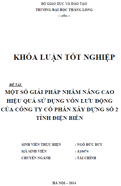 mot so giai phap nham nang cao hieu qua su dung von luu dong cua cong ty co phan xay dung so 2 tinh dien bien