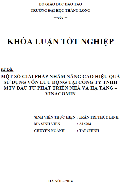 mot so giai phap nham nang cao hieu qua su dung von luu dong tai cong ty tnhh mtv dau tu phat trien nha va ha tang vinacomin