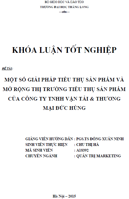 mot so giai phap tieu thu san pham va mo rong thi truong tieu thu san pham cua cong ty tnhh van tai thuong mai duc hung
