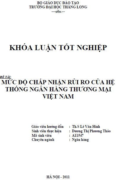 muc do chap nhan rui ro cua he thong ngan hang thuong mai viet nam