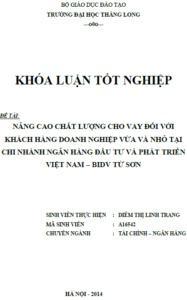 nang cao chat luong cho vay doi voi khach hang doanh nghiep vua va nho tai chi nhanh ngan hang dau tu va phat trien viet nam bidv tu son