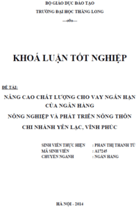 nang cao chat luong cho vay ngan han cua ngan hang nong nghiep va phat trien nong thon chi nhanh yen lac tinh vinh phuc