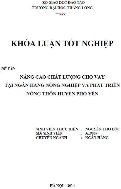 nang cao chat luong cho vay tai ngan hang nong nghiep va phat trien nong thon huyen pho yen