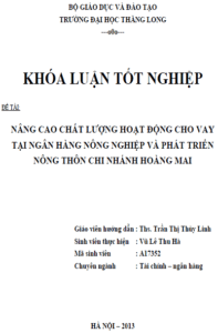 nang cao chat luong hoat dong cho vay tai ngan hang nong nghiep va phat trien nong thon chi nhanh hoang mai