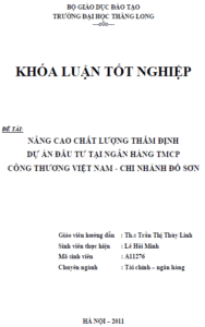 nang cao chat luong tham dinh du an dau tu tai ngan hang tmcp cong thuong viet nam chi nhanh do son