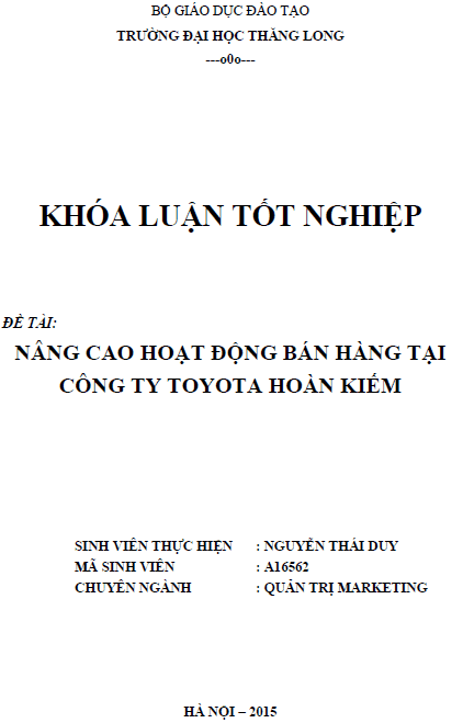 nang cao hieu qua hoat dong ban hang tai cong ty toyota hoan kiem