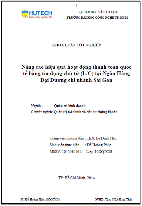 nang cao hieu qua hoat dong thanh toan quoc te bang tin dung chung tu l c tai ngan hang dai duong chi nhanh sai gon