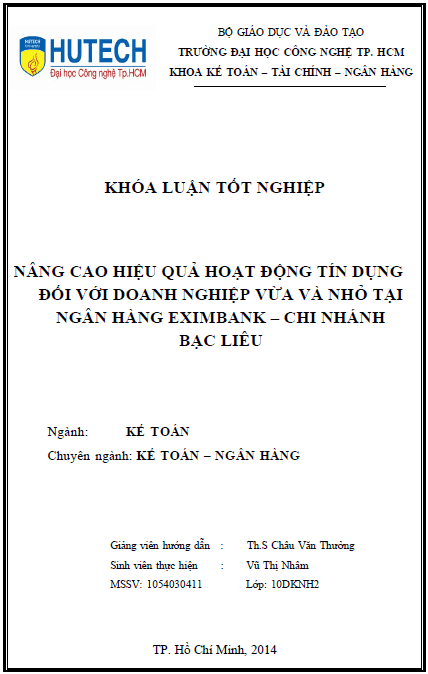 nang cao hieu qua hoat dong tin dung doi voi tai ngan hang eximbank chi nhanh bac lieu