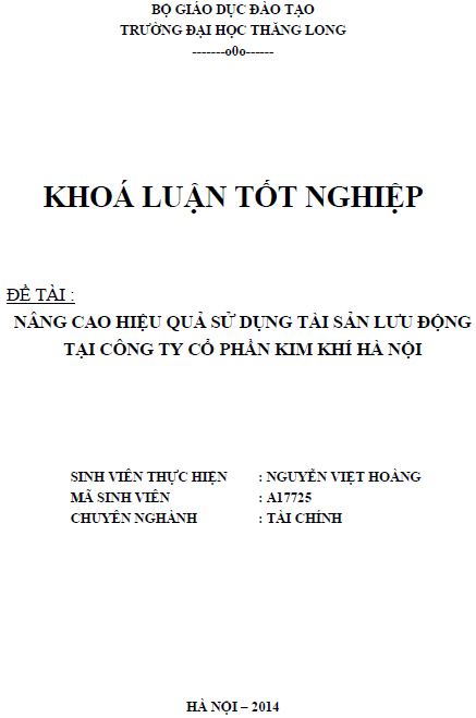nang cao hieu qua su dung tai san luu dong tai cong ty co phan kim khi ha noi