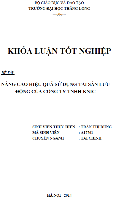 nang cao hieu qua su dung tai san luu dong tai cong ty tnhh knic