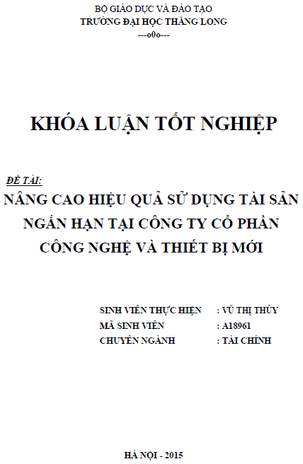 nang cao hieu qua su dung tai san ngan han tai cong ty co phan cong nghe va thiet bi moi