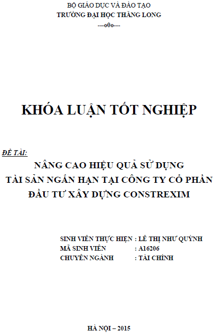 nang cao hieu qua su dung tai san ngan han tai cong ty co phan dau tu xay dung