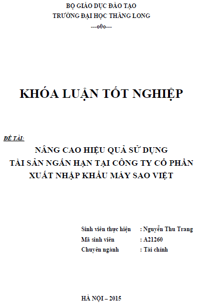 nang cao hieu qua su dung tai san ngan han tai cong ty co phan xuat nhap khau may sao viet