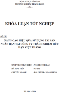 nang cao hieu qua su dung tai san ngan han tai cong ty trach nhiem huu han viet thang