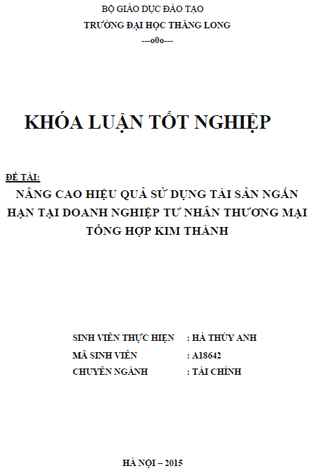 nang cao hieu qua su dung tai san ngan han tai doanh nghiep tu nhan thuong mai tong hop kim thanh