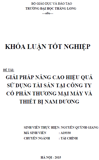 nang cao hieu qua su dung tai san tai cong ty co phan thuong mai may va thiet bi nam duong