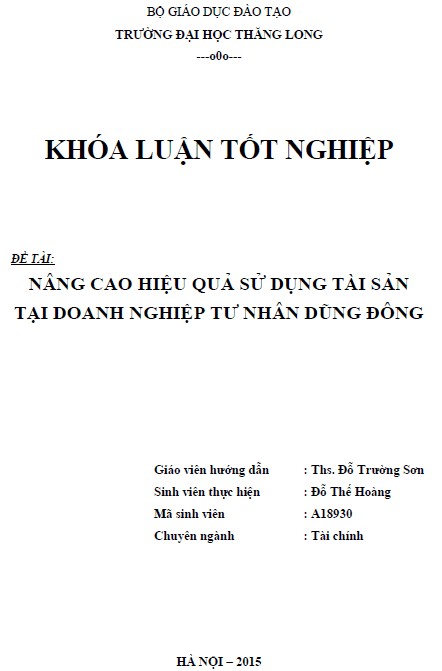 nang cao hieu qua su dung tai san tai doanh nghiep tu nhan dung dong