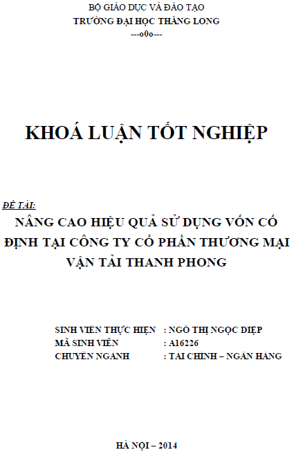nang cao hieu qua su dung von co dinh tai cong ty co phan thuong mai van tai thanh phong