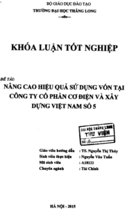 Nâng cao hiệu quả sử dụng vốn lưu động tại Công ty Cổ phần Cơ điện và Xây dựng Việt Nam số 5 6 nang cao hieu qua su dung von luu dong tai cong ty co phan co dien va xay dung viet nam so 5