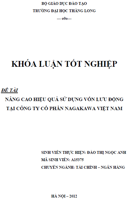 nang cao hieu qua su dung von luu dong tai cong ty co phan nagakawa viet nam
