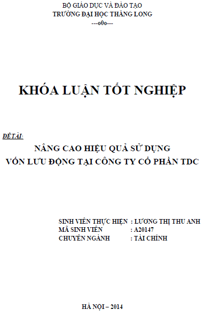 nang cao hieu qua su dung von luu dong tai cong ty co phan tdc
