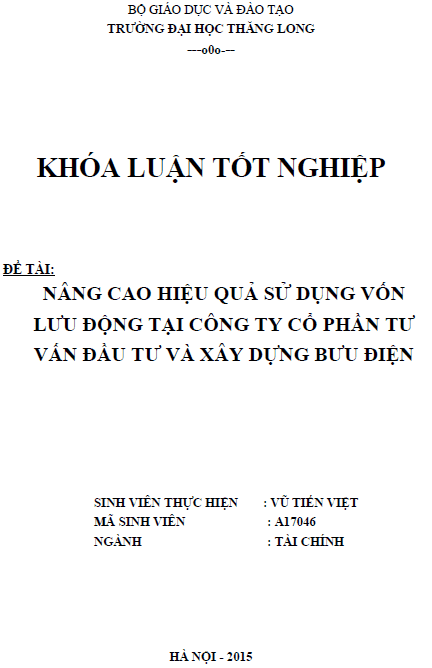 nang cao hieu qua su dung von luu dong tai cong ty co phan tu van dau tu va xay dung buu dien