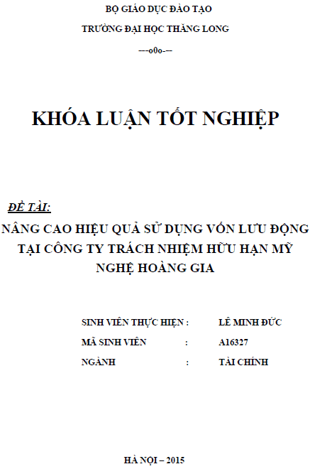 nang cao hieu qua su dung von luu dong tai cong ty tnhh my nghe hoang gia