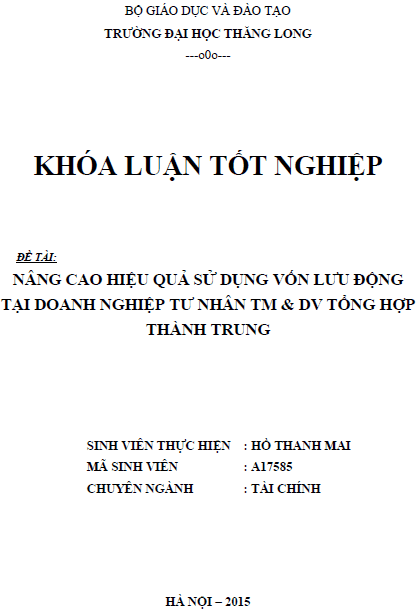 nang cao hieu qua su dung von luu dong tai doanh nghiep tu nhan thuong mai va dich vu tong hop thanh trung