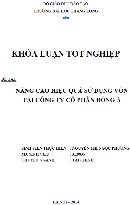 nang cao hieu qua su dung von tai cong ty co phan dong a