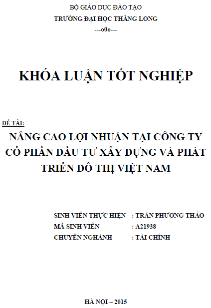 nang cao loi nhuan tai cong ty co phan dau tu xay dung va phat trien do thi viet nam