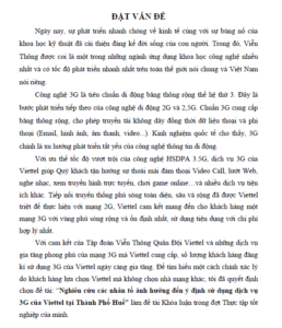 nghien cuu cac nhan to anh huong den y dinh su dung dich vu 3g cua viettel tai thanh pho hue