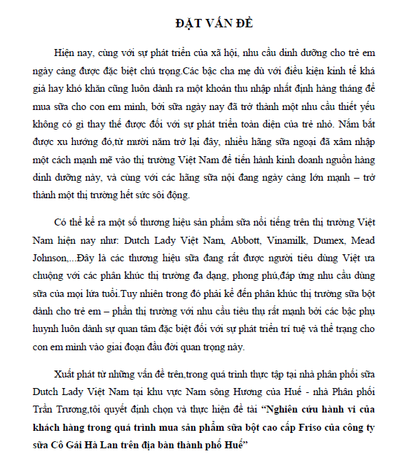 nghien cuu hanh vi cua khach hang trong qua trinh mua san pham sua bot cao cap friso cua cong ty sua co gai ha lan tren dia ban thanh pho hue 1