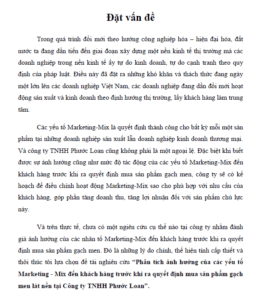 phan tich anh huong cua cac yeu to marketing mix den khach hang truoc khi ra quyet dinh mua san pham gach men lat nen tai cong ty tnhh phuoc loan