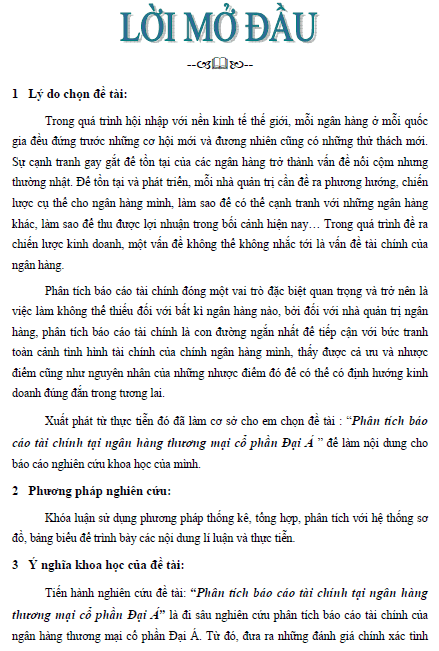 phan tich bao cao tai chinh tai ngan hang thuong mai co phan dai a