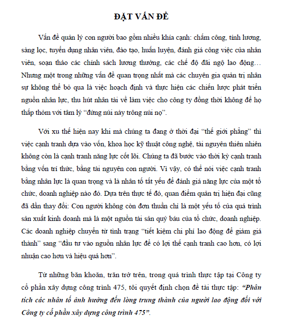 phan tich cac nhan to anh huong den long trung thanh cua nguoi lao dong doi voi cong ty co phan xay dung cong trinh 475