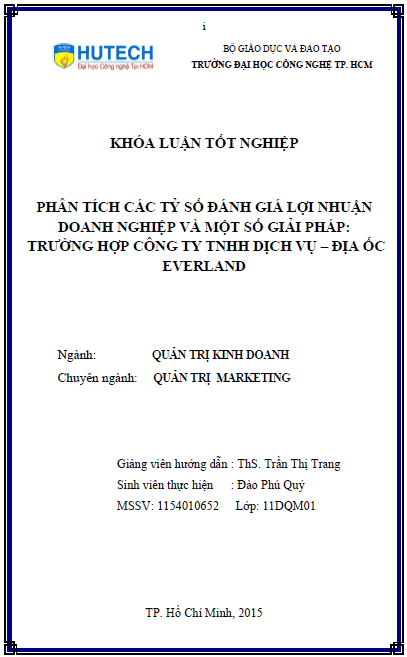 phan tich cac ty so danh gia loi nhuan doanh nghiep va mot so giai phap truong hop cong ty tnhh dich vu dia oc everland