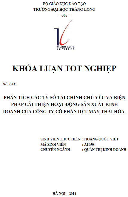 phan tich cac ty so tai chinh chu yeu va bien phap cai thien hoat dong san xuat kinh doanh cua cong ty co phan det may thai hoa