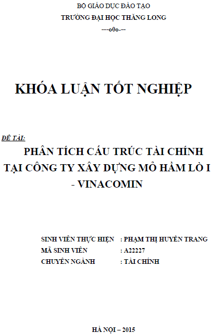phan tich cau truc tai chinh cong ty xay dung mo ham lo i vinacomin