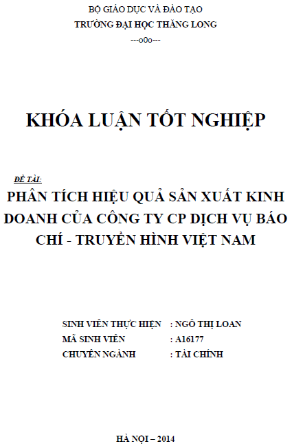 phan tich hieu qua san xuat kinh doanh cua cong ty co phan dich vu bao chi truyen hinh viet nam