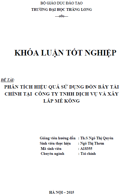 phan tich hieu qua su dung don bay tai chinh tai cong ty tnhh dich vu va xay lap me kong